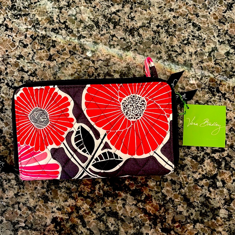 Vera Bradley Zip Around Wallet in Cherry Blossom